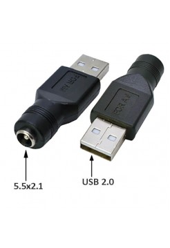 Переходник USB шт ← 5.5х2.1 гн