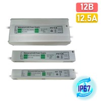 Блок питания 12В 12.5A IP67 (150W, провода) Ecola