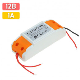 Блок питания 12В  1А IP20 (12W, провода)