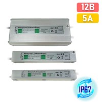 Блок питания 12В  5A IP67 (60W, провода) Ecola