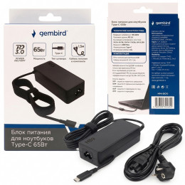 Блок питания USB-C 65W • 5–20В • Gembird DC10