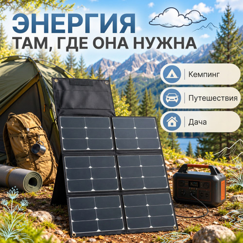 Складная солнечная панель Orbita 100 Вт 18 В для туризма и автономного питания