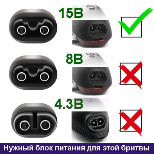 Зарядное устройство (блок питания) 15V 0.36A 5.4W. Адаптер для эпилятора, электробритвы, триммера Philips OneBlade, машинки для стрижки волос HQ8505 / HL-8505 / HQ6 / HQ7 / HQ8 / HQ9 / RQ S5000