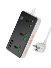 1.5 метра сетевой фильтр 10A USB*3 Type-C Hoco AC7 "Storm"