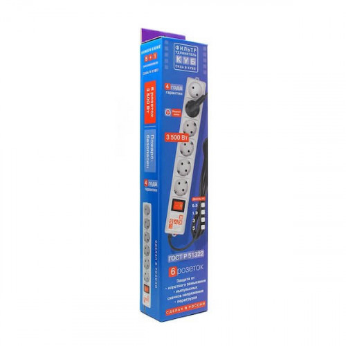 Сетевой электрический фильтр 5 метров Power Cube SPG(5+1)-16B-5М
