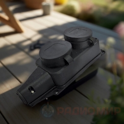 Колодка 2 гнезда с/з 16А 250В с заглушками IP44