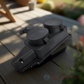 UNIVersal колодка двойная 2 гнезда с заглушками, каучук, 16A, IP44 UNIVersal колодка двойная 2 гнезда с заглушками, каучук, 16A, IP44