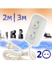 2 м / 3 м сетевой удлинитель ДЖЕТТ РС-2, 2 розетки, белый