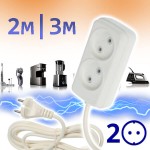 2 м / 3 м сетевой удлинитель Jett, 2 розетки