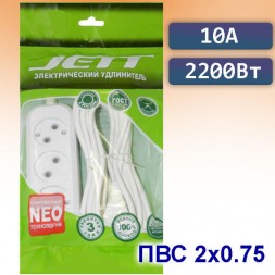 1.5 м / 3 м / 5 м сетевой удлинитель Jett, 3 розетки