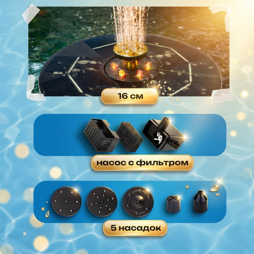 Садовый фонтан на солнечной батарее с подсветкой OG-HOG16