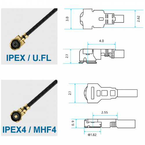 Антенный адаптер IPEX4 (MHF4 / IPX) → SMA Female, пигтейл RF 0.81, 15 см