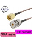 Адаптер (пигтейл) SMA (male) - UHF (female), RG-316, 20см