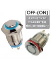 Кнопка антивандальная без фиксации, OFF-(ON), 3A/240В, с подсветкой, диаметр 12мм