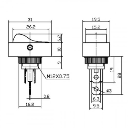 Переключатель кулисный с подсветкой ASW-20D