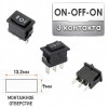 Мини переключатель KCD11 ON-OFF-ON 3 контакта SPDT 10×15 мм