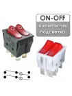 Переключатель с подсветкой 2хON-OFF, 15A 250В (IRS2101-3C, KCD2-5-2101N)