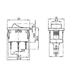 Переключатель (ON)-OFF-(ON) без фиксации 6A 220V KCD1-2