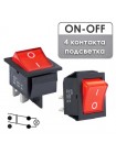 Переключатель с подсветкой ON-OFF (15A 250В) две группы на замыкание (RWB-502, IRS-201, KCD2-201N)