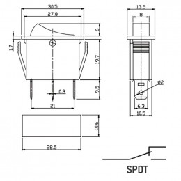 ON-ON (монт. 28×11 мм) 10A/250V KCD3