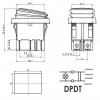 Влагозащищенный переключатель ON-OFF-ON 6 контактов с подсветкой KCD4 IP54 (монт. 30×22 мм)