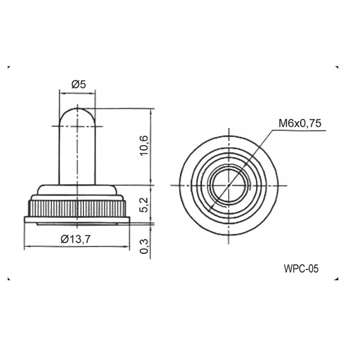 Влагозащитный колпачок WPC-05 для тумблеров MTS (резьба M6×0,75)