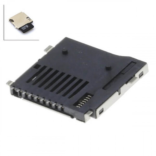 MicroSD SMD 9pin ejector, держатель карт micro-SD