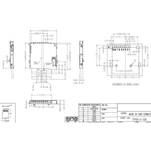 MicroSD SMD 9pin ejector, держатель карт micro-SD