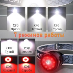 Легкий аккумуляторный налобный фонарь PT-FLG45 (XPG)