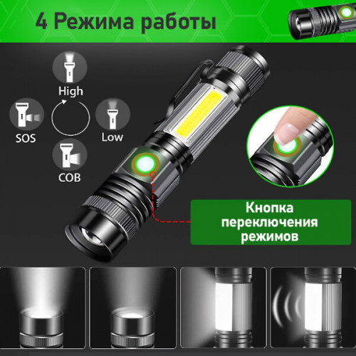 Сверхъяркий EDC фонарь с фокусировкой луча Zoom PT-FLR27