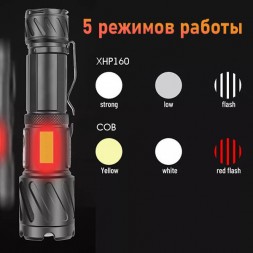 Ручной фонарь с тройным питанием PT-FLR29 (XHP160)