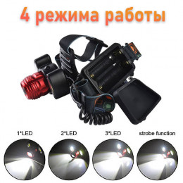 Фонарь налобный аккумуляторный с зумом PT-FLG02 (T6+COB, 18650)