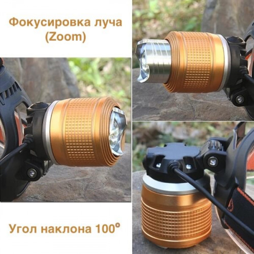Фонарь аккумуляторный налобный PT-FLG17 +ZOOM
