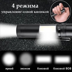 Ручной фонарь с питанием от АКБ и батареек ST-FLR09 (XPE)
