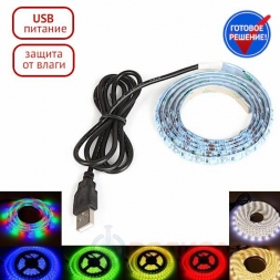  RGB LED лента с пультом, питание по USB, 1 метр, LDL09