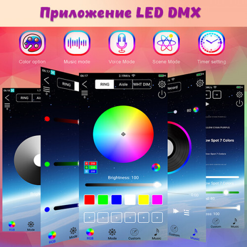 Комплект светодиодной ленты SPI RGB "Фейерверк" с контроллером (с функцией светомузыки), управление с телефона LDL39