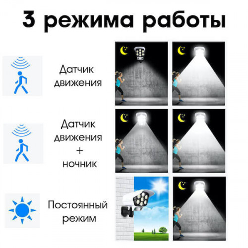 Уличный светильник на солнечной батарее с датчиком движения, муляж видеокамеры ОG-LDP09