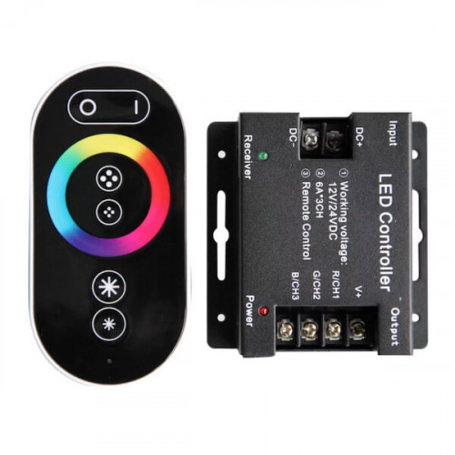 Ecola LED RGB RF controller 24A 12V, с кольцевым сенсорным радиопультом