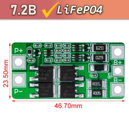 BMS 2S 10A - плата защиты для LiFePO4 (2×18650), балансир
