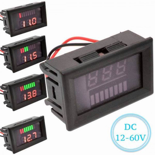 Вольтметр в корпусе DC 12-60V со шкалой уровня заряда.