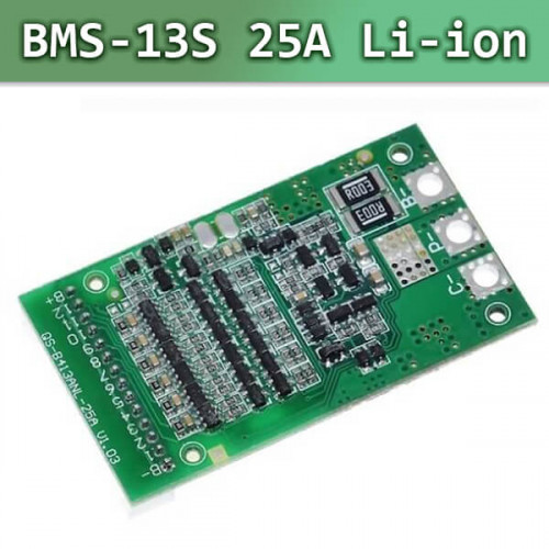 BMS 13S (54.6В / 25А) — плата контроля заряда на 13 аккумуляторов