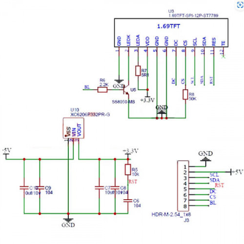 TFT-дисплейный модуль 1.69" SPI 240x280 (RGB)