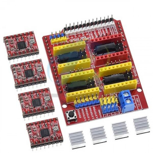 Плата расширения для ЧПУ станков CNC Shield V3.0 +4шт. A4988