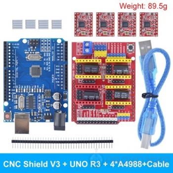 Набор CNC Shield v3 + DRV8825 + Arduino Uno R3 CH340 — Комплект управления для ЧПУ станков и 3D-принтеров