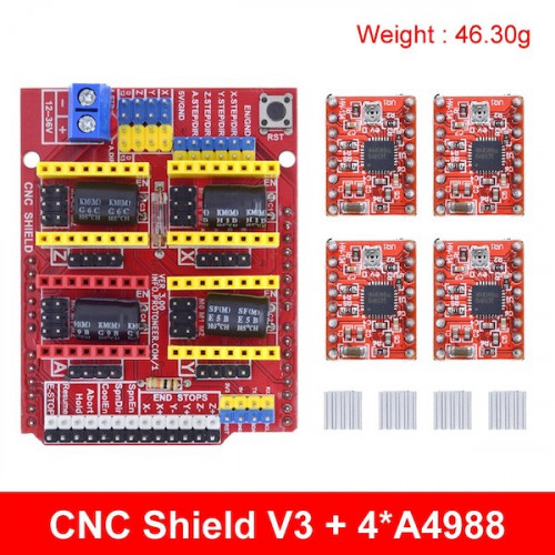 Набор CNC Shield v3 + DRV8825 + Arduino Uno R3 CH340 — Комплект управления для ЧПУ станков и 3D-принтеров