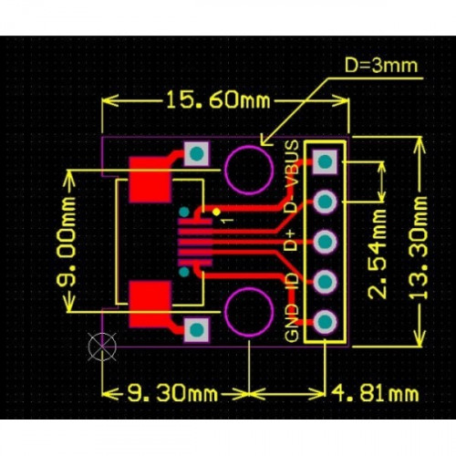 Переходник Micro USB к DIP 2.54 мм
