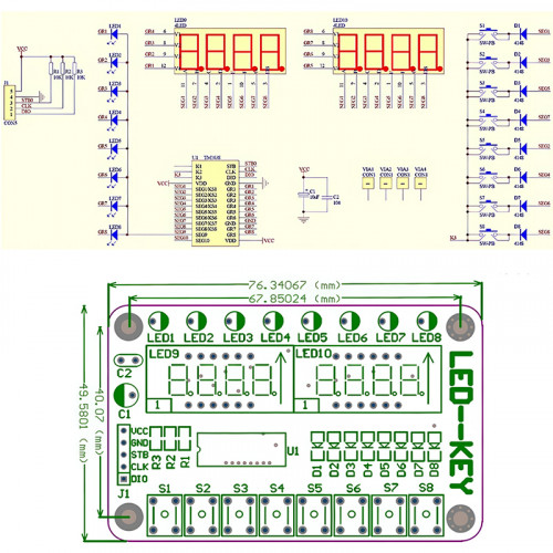 SPKey TM1638 – 8-сегментный LED модуль с кнопками для Arduino и AVR