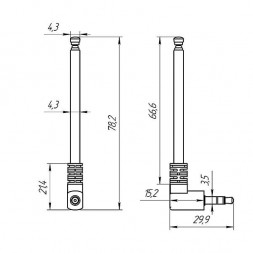 Антенна 80-230мм D4.3мм джек 3,5мм AST-1 Антенна 80-230мм D4.3мм джек 3,5мм AST-1