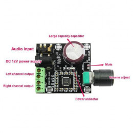 Аудио усилитель  15W+15W стерео 7-15V PAM8610