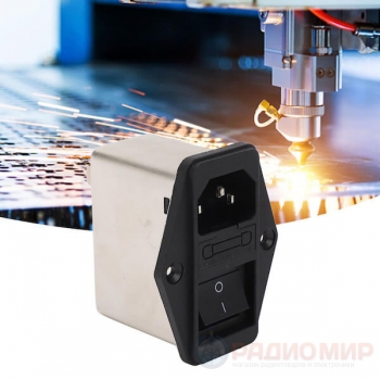 Фильтр ЭМП 220В клавишный с предохранителем Yunsanda CW2B-10A-T